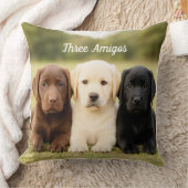 Beautiful Labrador Trio Puppy Personalized クッション (ブランケット)