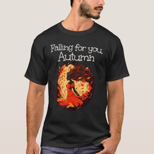 Beautiful Leaves Lady falling for Autumn Tシャツ (正面)