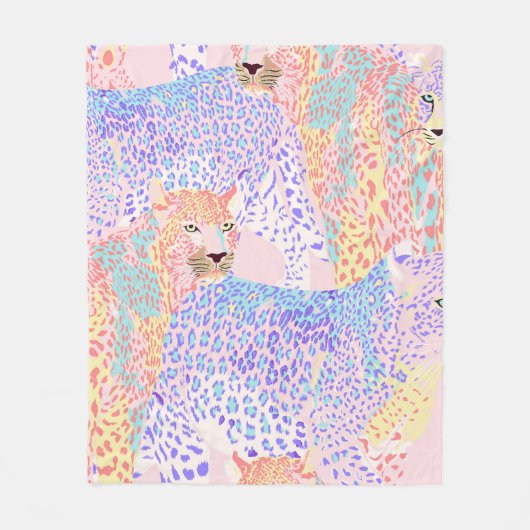 Beautiful Leopard Seamless Pattern illustration Ar フリースブランケット (正面)