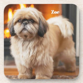Beautiful Lhasa Apso Personalized Coaster Set コースター (正面)