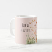 Beautiful Life Peach Butterflies コーヒーマグカップ (正面左)