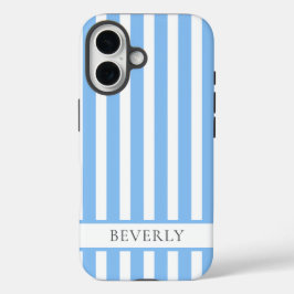 Beautiful Light Blue Striped Personalized iPhone 16ケース