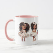 Beautiful little girls on romantic mug マグカップ (左)