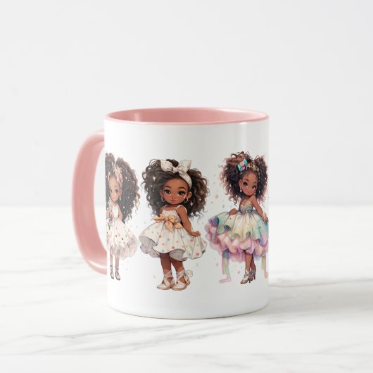 Beautiful little girls on romantic mug マグカップ (正面左)