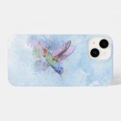 Beautiful Little Hummingbird Watercolor Bird Art iPhoneケース (裏面横)