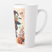 Beautiful little witch halloween party カフェラテマグ (右)