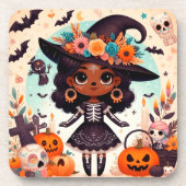 Beautiful little witch halloween party コースター (正面)