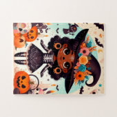 Beautiful little witch halloween party ジグソーパズル (横)