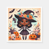 Beautiful little witch halloween party スタンダードカクテルナプキン (正面)