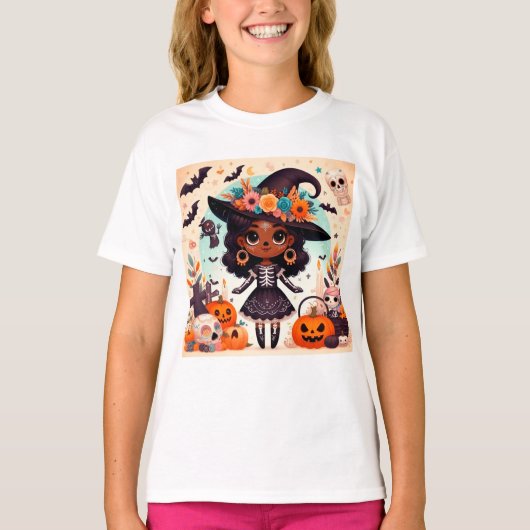 Beautiful little witch halloween party tシャツ (正面)