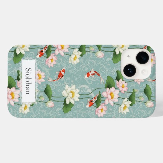 Beautiful Lotus and Koi fish Zen Art Personalized Case-Mate iPhoneケース (裏面 (横))