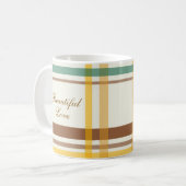 Beautiful Love Cozy Tartan Plaid コーヒーマグカップ (正面左)
