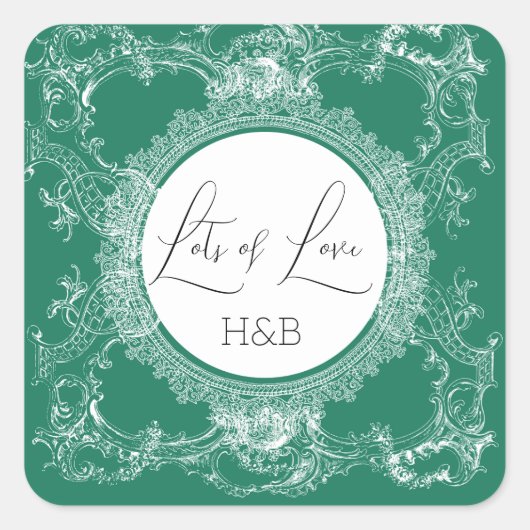 Beautiful Love Green Sticker スクエアシール (正面)