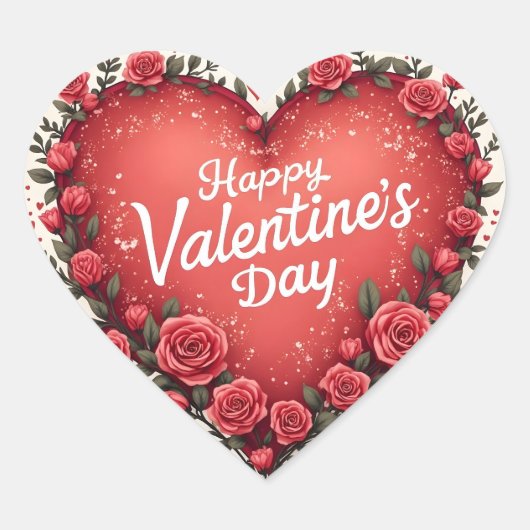 Beautiful Luxury Floral Love Trendy Collection ハートシール (正面)