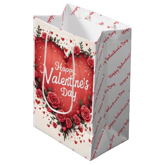 Beautiful Luxury Floral Love Trendy Collection ミディアムペーパーバッグ (正面アングル)