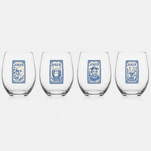 Beautiful Mahjong Joker Wine Glasses ステムなしワイングラス (正面)