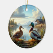 Beautiful Mallard Ducks Keepsake セラミックオーナメント (左)
