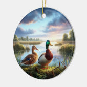 Beautiful Mallard Ducks Keepsake セラミックオーナメント (左)