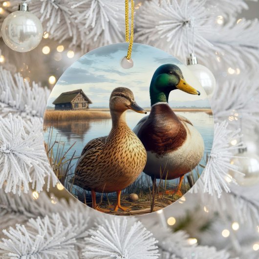 Beautiful Mallard Ducks Keepsake セラミックオーナメント