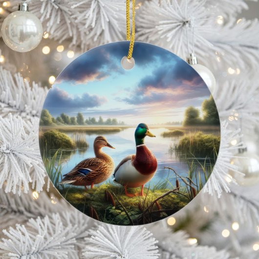 Beautiful Mallard Ducks Keepsake セラミックオーナメント
