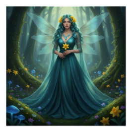 Beautiful March Aquamarine Fairy ポスター