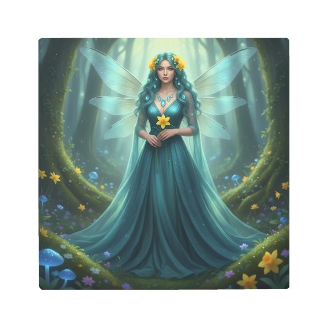 Beautiful March Aquamarine Fairy メタルプリント (正面)