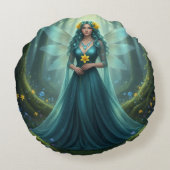 Beautiful March Aquamarine Fairy ラウンドクッション (裏面)