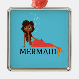 Beautiful Mermaid (Black Girl) (アフリカ系アメリカ人) メタルオーナメント