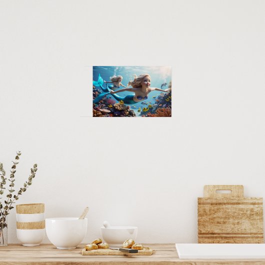 Beautiful Mermaid Twins - Underwater Adventure  ポスター (キッチン)