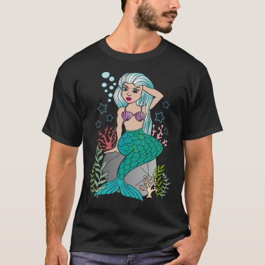 Beautiful Mermaid  Women Girls Underwater Sea Swim Tシャツ (正面)