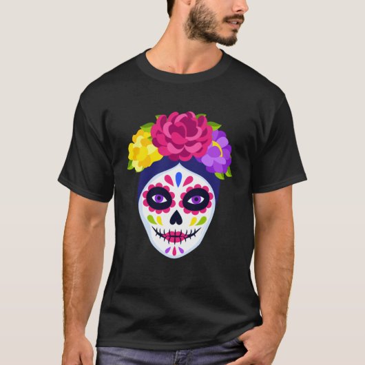 Beautiful Mexican Dia de los Muertos Day of the De Tシャツ (正面)