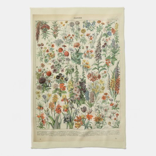 Beautiful Millot Fleur Illistration Print キッチンタオル (縦)