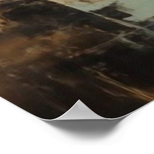 Beautiful Modern Abstract  old small town painting ポスター (角)