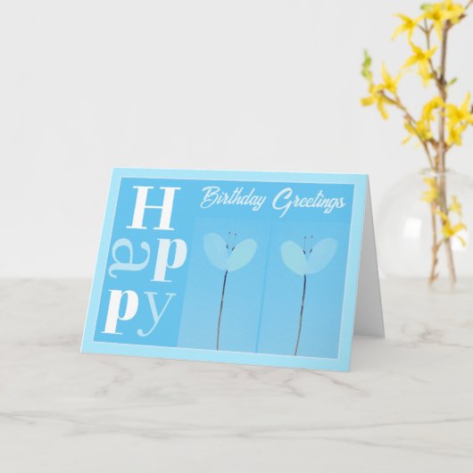 Beautiful Modern Flower Fun Trendy Birthday Card カード (黄色い花)