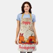 Beautiful Modern Happy Thanksgiving Fall エプロン (着用した状態)