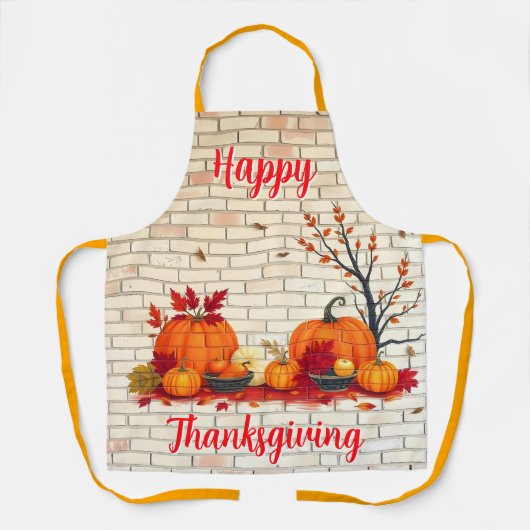 Beautiful Modern Happy Thanksgiving Fall エプロン (正面)
