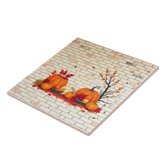 Beautiful Modern Happy Thanksgiving Fall タイル (側面)