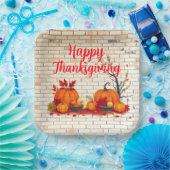 Beautiful Modern Happy Thanksgiving Fall ペーパープレート (パーティー)