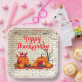 Beautiful Modern Happy Thanksgiving Fall ペーパープレート (パーティー)