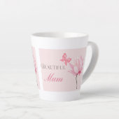 Beautiful Mom Pink Butterfly & Floral Mother’s Day カフェラテマグ (右アングル)