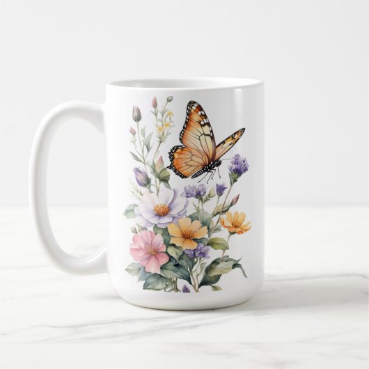 Beautiful Monarch Butterfly Watercolor コーヒーマグカップ (左)