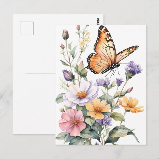 Beautiful Monarch Butterfly Watercolor ポストカード (正面/裏面)