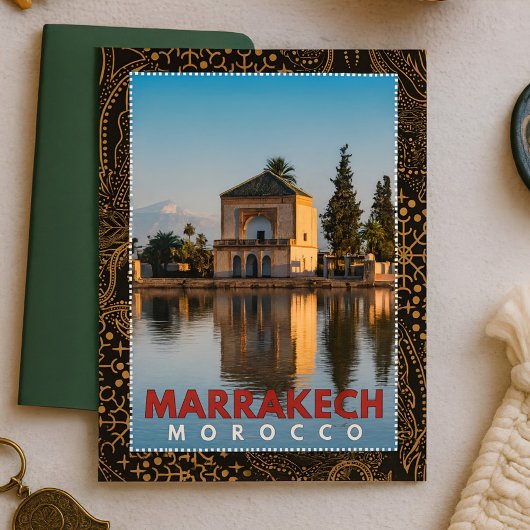 Beautiful+Moroccan+Marrakech+Menara+Architecture+f ポストカード