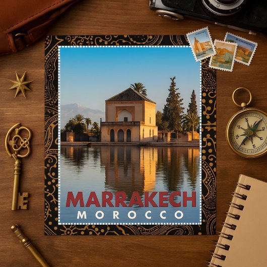 Beautiful+Moroccan+Marrakech+Menara+Architecture+f ポストカード
