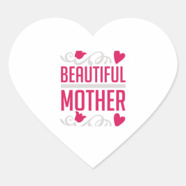 Beautiful Mother Elegant Floral Heart Typography G ハートシール