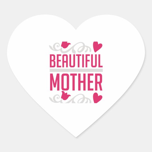 Beautiful Mother Elegant Floral Heart Typography G ハートシール (正面)