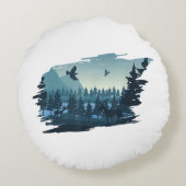 Beautiful Mountain, Nature Trees and Forest ラウンドクッション (裏面)