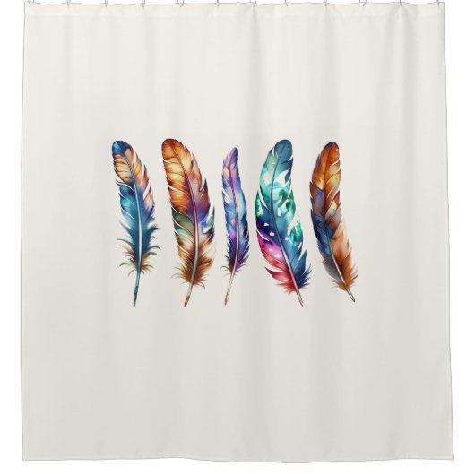 Beautiful Multicolor Boho Feathers - Graphic Art シャワーカーテン (正面)