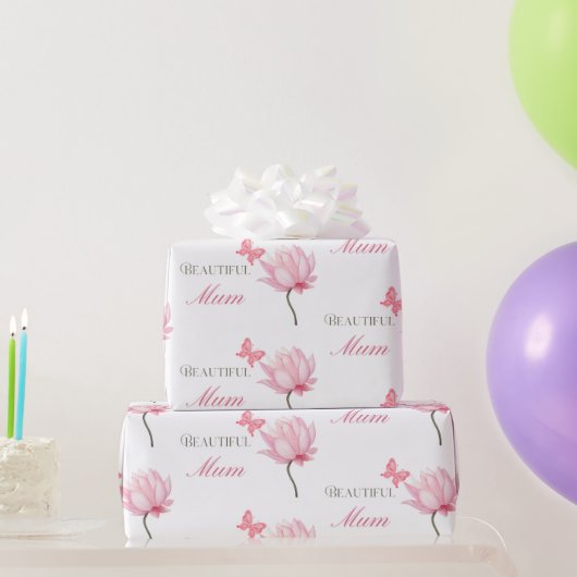 Beautiful Mum, Mothers Day and Birthday ラッピングペーパー (パーティーギフト)
