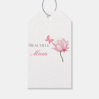 Beautiful Mum Pink Lotus, Mothers Day, Birthday ギフトタグ